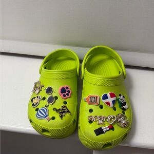 Kids Lime Green Clogs with Fun Charms